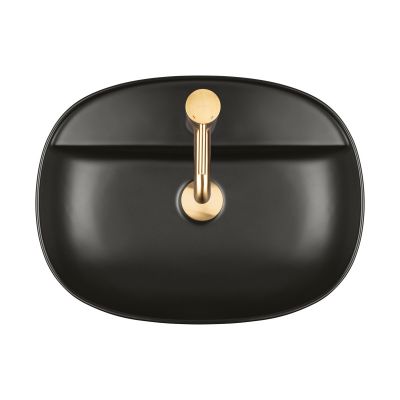 Oltens Hamnes 41313300 umywalka 51x39 cm owalna nablatowa czarna