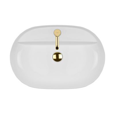 Oltens Hamnes 41814000 umywalka 62x42 cm owalna nablatowa biała