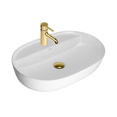 Oltens Hamnes 41814000 umywalka 62x42 cm owalna nablatowa biała