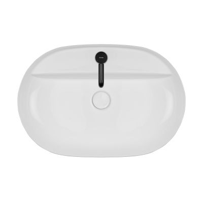 Oltens Hamnes 41814000 umywalka 62x42 cm owalna nablatowa biała