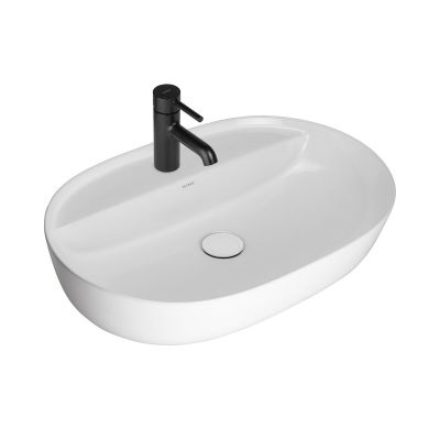 Oltens Hamnes 41814000 umywalka 62x42 cm owalna nablatowa biała