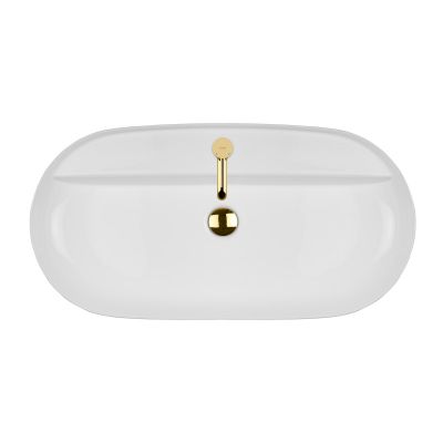 Oltens Hamnes 41315000 umywalka 80x40 cm owalna nablatowa biała