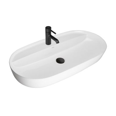 Oltens Hamnes 41315000 umywalka 80x40 cm owalna nablatowa biała