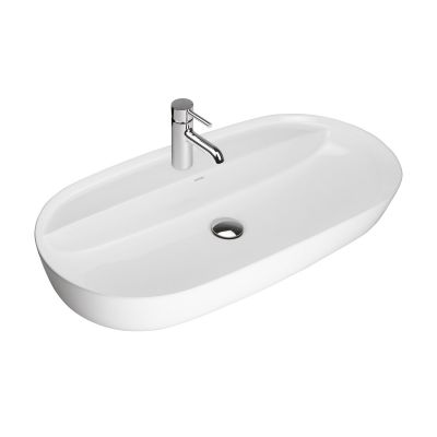 Oltens Hamnes 41315000 umywalka 80x40 cm owalna nablatowa biała