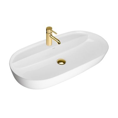 Oltens Hamnes 41315000 umywalka 80x40 cm owalna nablatowa biała