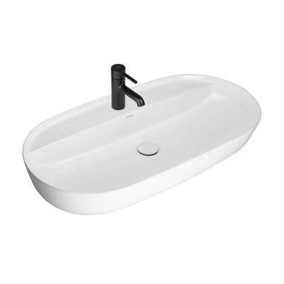 Oltens Hamnes 41315000 umywalka 80x40 cm owalna nablatowa biała