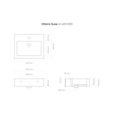 Oltens Susa 41403000 umywalka 50x41 cm prostokątna ścienna-nablatowa biała