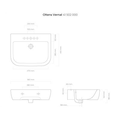 Oltens Vernal 41502000 umywalka 56x45 cm półokrągła ścienna biała