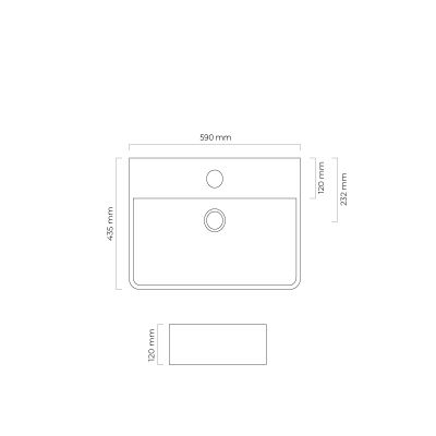 Oltens Duve 41800300 umywalka 59x43.5 cm prostokątna ścienna-nablatowa czarna