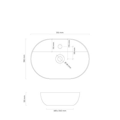 Oltens Hamnes 41813000 umywalka 51x39 cm owalna nablatowa biała