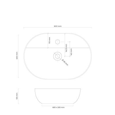 Oltens Hamnes 41315000 umywalka 80x40 cm owalna nablatowa biała