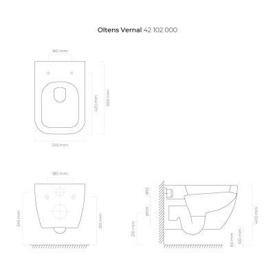 Oltens Vernal 42102000 miska wc wisząca biały połysk