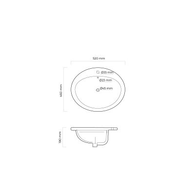 Oltens Kjos 41200000 umywalka 52x46 cm owalna wpuszczana biała