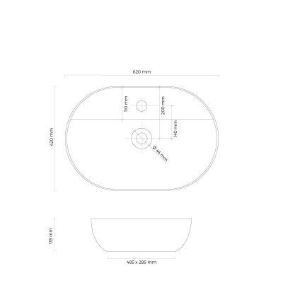 Oltens Hamnes 41814000 umywalka 62x42 cm owalna nablatowa biała