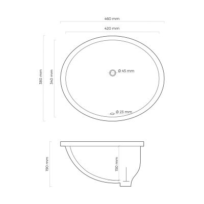 Oltens Mana 40600000 umywalka 46x38 cm owalna podblatowa biała