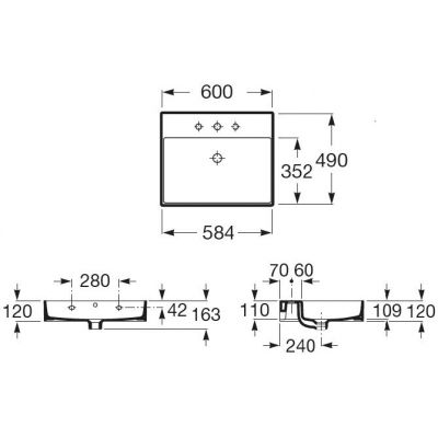 Roca Inspira A32752C000 umywalka 60x49 cm prostokątna ścienna biała