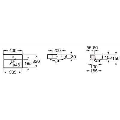 Roca Ona A32768DS00 umywalka 40x32 cm prostokątna ścienna biała
