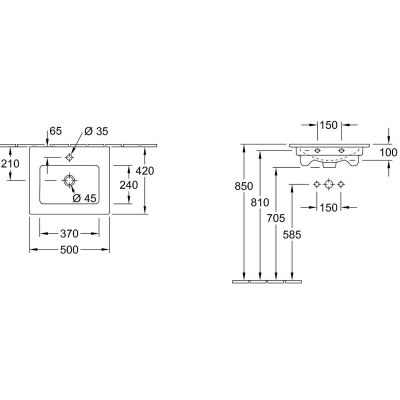 Villeroy & Boch Venticello 41245001 umywalka 50x42 cm prostokątna ścienna-meblowa biała