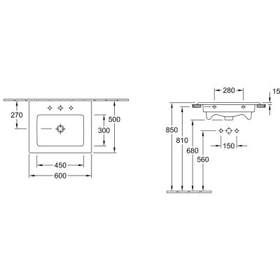 Villeroy & Boch Venticello 4124G6R1 umywalka 60x50 cm prostokątna ścienna biała