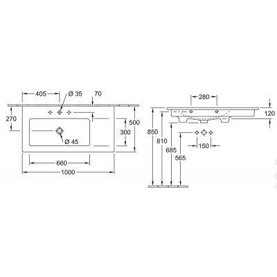 Villeroy & Boch Venticello 4134L1R1 umywalka 100x50 cm prostokątna ścienna-meblowa-z blatem biała