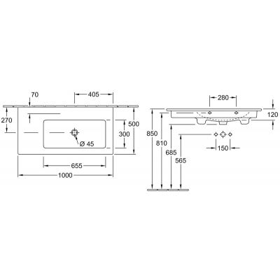 Villeroy & Boch Venticello 4134R301 umywalka 100x50 cm prostokątna ścienna-meblowa-z blatem biała