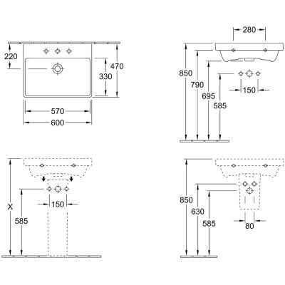 Villeroy & Boch Avento 415860R1 umywalka 60x47 cm prostokątna ścienna-meblowa biała