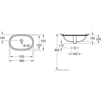 Villeroy & Boch O.Novo 41625001 umywalka 53x32 cm owalna podblatowa biała