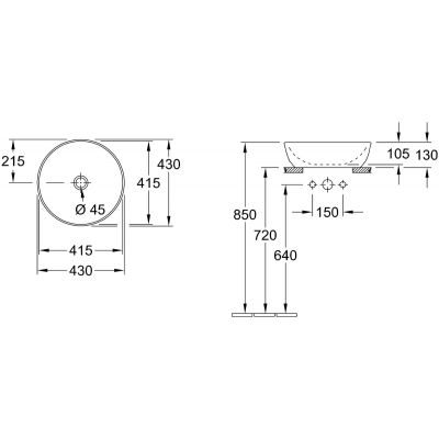 Villeroy & Boch Artis 41794301 umywalka 43x43 cm okrągła nablatowa biała