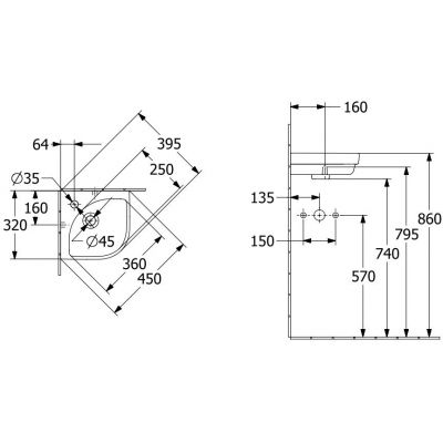 Villeroy & Boch Subway 3.0 437146RW umywalka 32x32 cm narożna ścienna biała