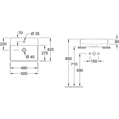 Villeroy & Boch Memento 2.0 4A075001 umywalka 50x42 cm prostokątna nablatowa biała