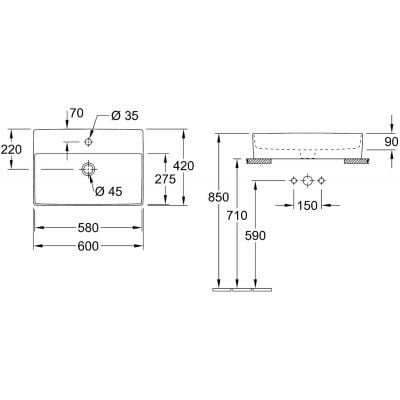 Villeroy & Boch Memento 2.0 4A0761R1 umywalka 60x42 cm prostokątna nablatowa biała