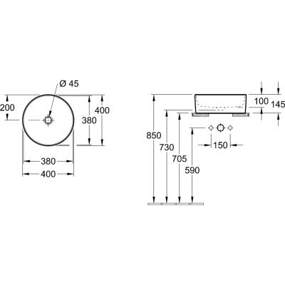 Villeroy & Boch Collaro 4A184001 umywalka 40x40 cm okrągła nablatowa biała