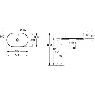 Villeroy & Boch Collaro 4A195601 umywalka 56x36 cm owalna nablatowa biała
