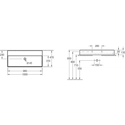 Villeroy & Boch Memento 2.0 4A221F01 umywalka 100x47 cm prostokątna ścienna-meblowa biała