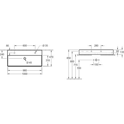 Villeroy & Boch Memento 2.0 4A221K01 umywalka 100x47 cm prostokątna ścienna-meblowa biała