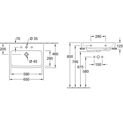 Villeroy & Boch O.Novo 4A41KGR1 umywalka 65x46 cm prostokątna wpuszczana biała