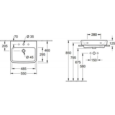 Villeroy & Boch O.Novo 4A41MGR1 umywalka 55x46 cm prostokątna ścienna biała