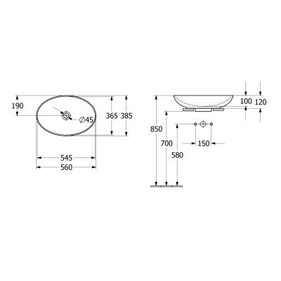 Villeroy & Boch Loop & Friends 4A4700R1 umywalka 56x38 cm owalna nablatowa biała