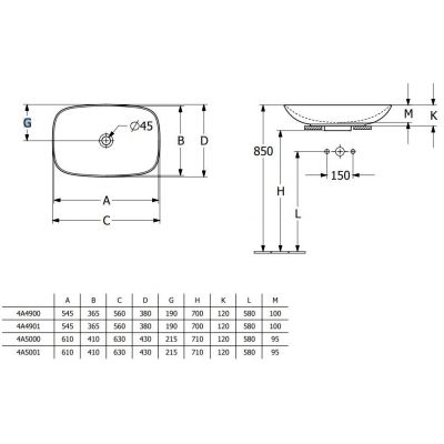 Villeroy & Boch Loop & Friends 4A4900R1 umywalka 56x38 cm prostokątna nablatowa biała