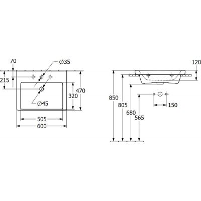 Villeroy & Boch Subway 3.0 4A706F01 umywalka 60x47 cm prostokątna meblowa biała