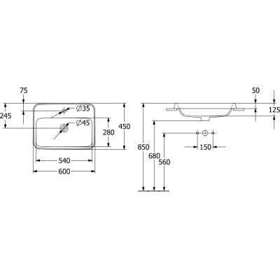 Villeroy & Boch Architectura 5A6760R1 umywalka 60x45 cm prostokątna wpuszczana biała