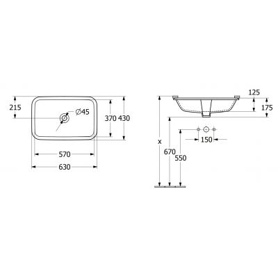 Villeroy & Boch Architectura 5A776101 umywalka 63x43 cm prostokątna podblatowa biała