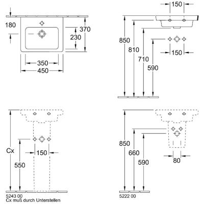 Villeroy & Boch Subway 2.0 73154501 umywalka 45x37 cm prostokątna ścienna biała