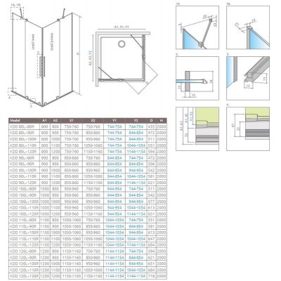 Radaway Furo KDD 101050900101R kabina prysznicowa część prawa 90x90 cm kwadratowa