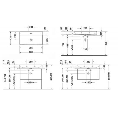 Duravit DuraSquare 2353800070 umywalka 80x47 cm prostokątna meblowa biała