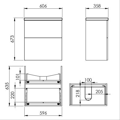 Elita Kido RE020601117160 umywalka z szafką 60 cm czarną