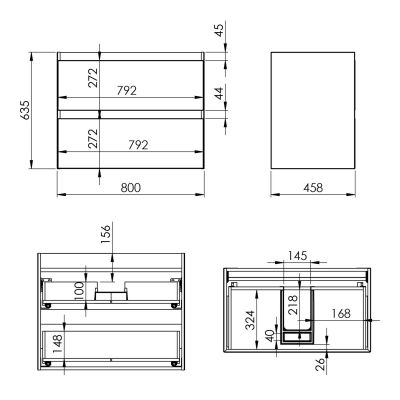 Elita Split RE010800057020 szafka 80x45.8x63.5 cm podumywalkowa wisząca beżowa