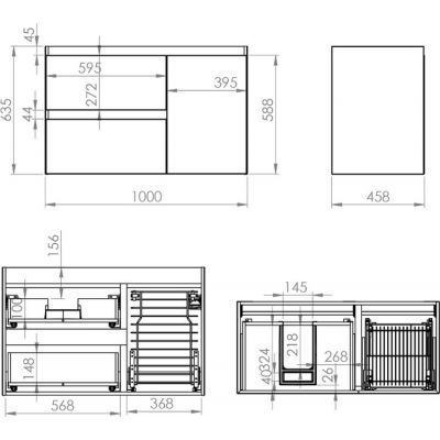 Elita Split RE011006055290 szafka 100x45.8x63.5 cm podumywalkowa wisząca biała