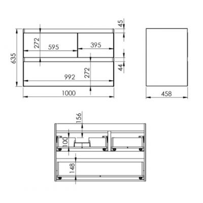 Elita Split RE011006157160 szafka 100x45.8x63.5 cm podumywalkowa wisząca czarna