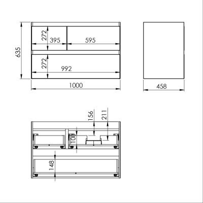 Elita Split RE011005156010 szafka 100x45.8x63.5 cm podumywalkowa wisząca antracyt